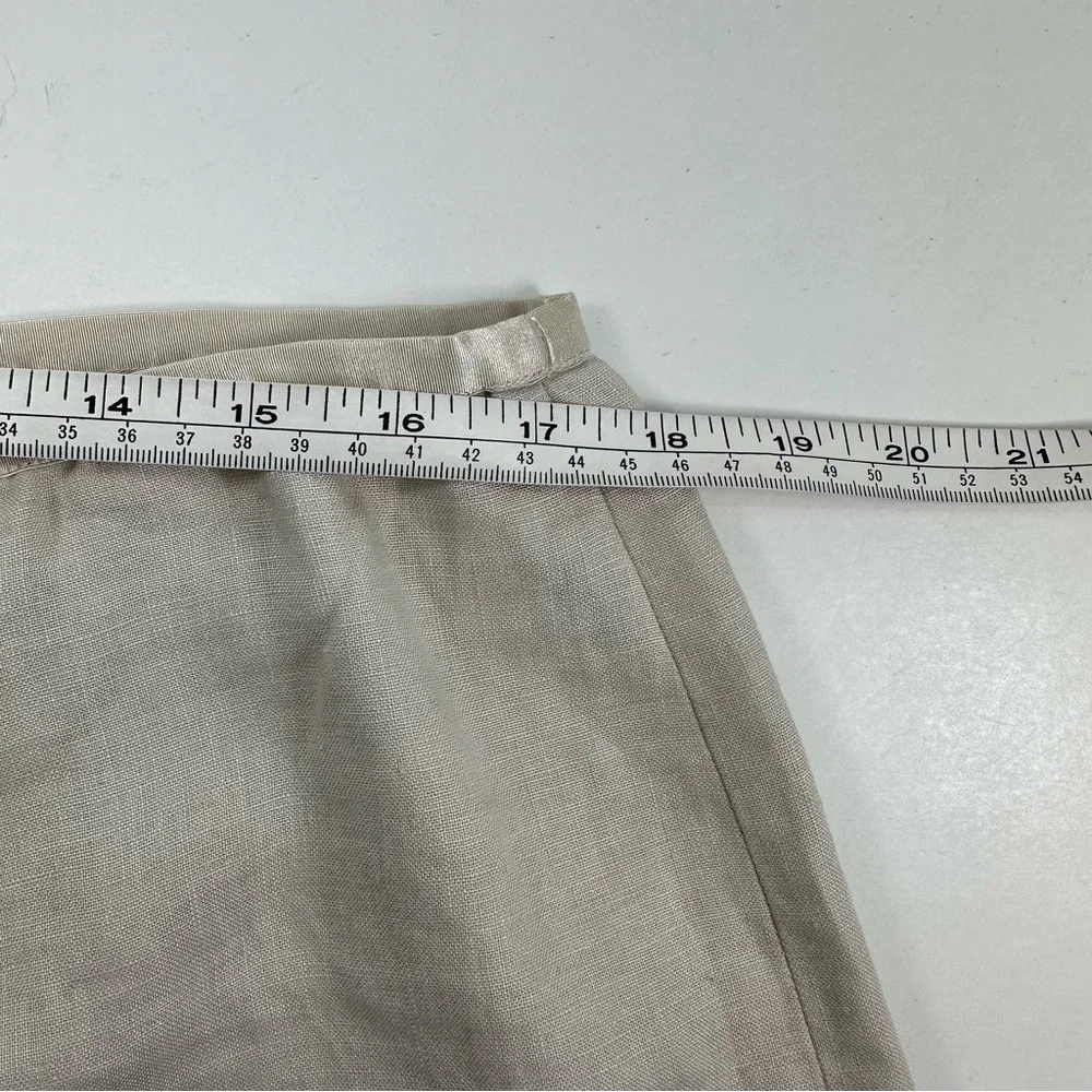Sigrid Olsen Beige Linen Pants Wonens Large Relaxed Fit Wide Leg